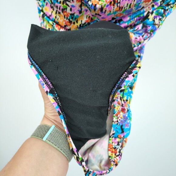 Longitude Women's One Piece Swimsuit 16 Multicolor Ruched Tummy Control Swimwear - Picture 7 of 11